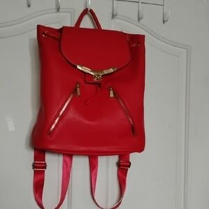 Red Non Leather Backpack Purse  Lg